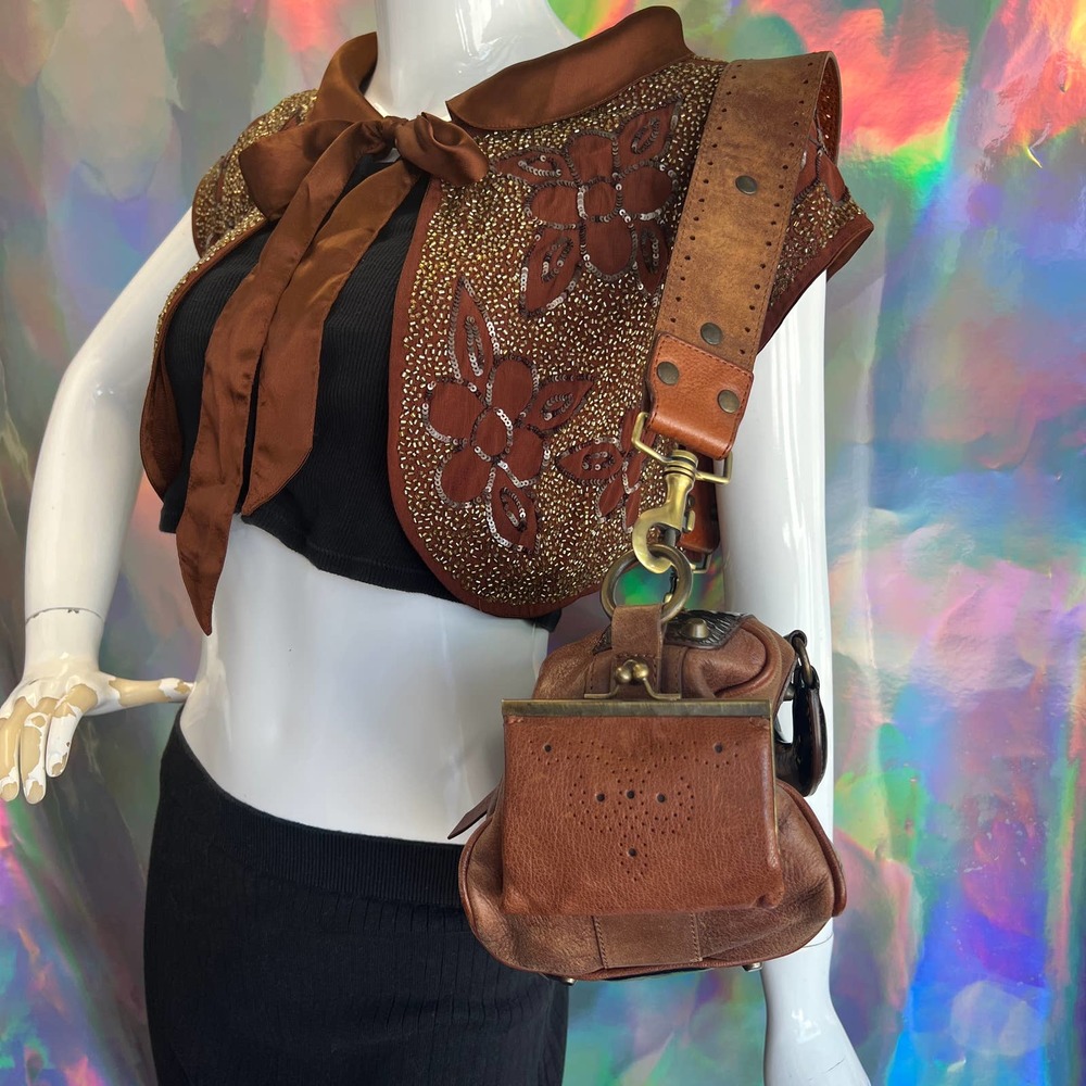 Topshop Brown Sequin and Gold Bead Cropped Shrug - Picture 7 of 12